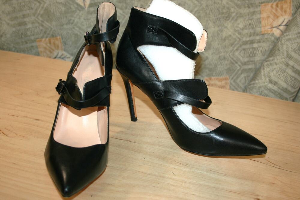 Onlymaker Black Faux Leather Ankle Strap PUmps 12 / 43